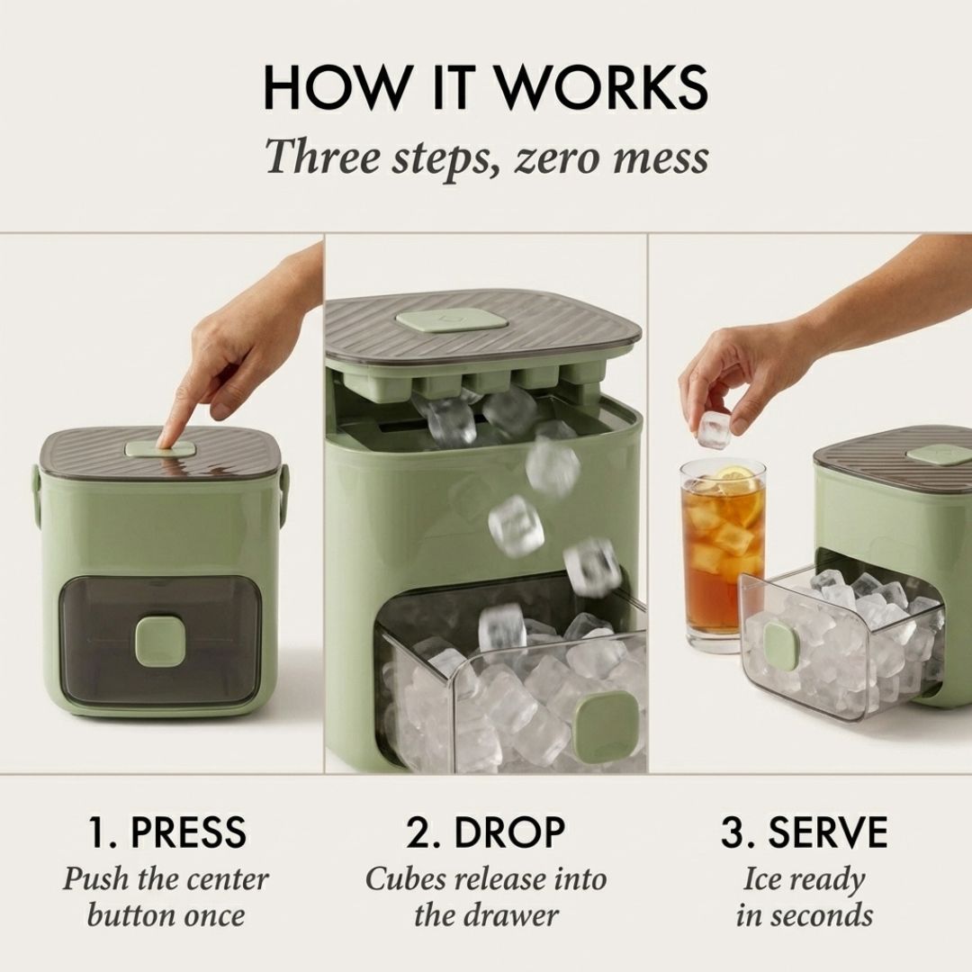 IcePro™ – Bac à Glaçons Presse-Bouton avec Bac de Stockage & Pince + -50%