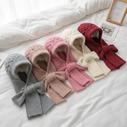Éloria™ – Bonnet-écharpe tricoté doublé polaire pour femme