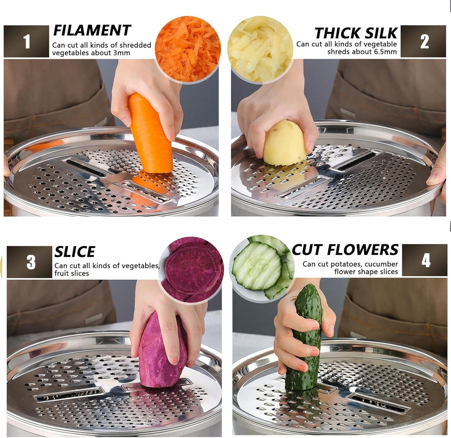 Cuisinox™ – Bassine Inox 6-en-1 Multifonction