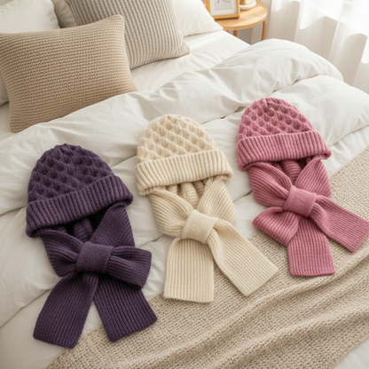 Éloria™ – Bonnet-écharpe tricoté doublé polaire pour femme