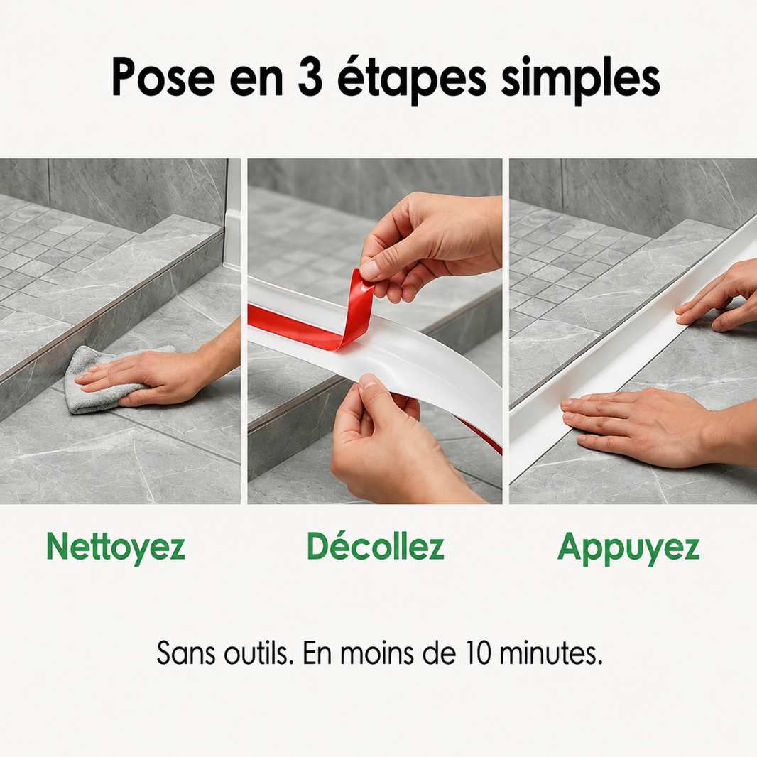AquaStop™ – Barrière Douche Flexible Anti-Débordement (1,5m)