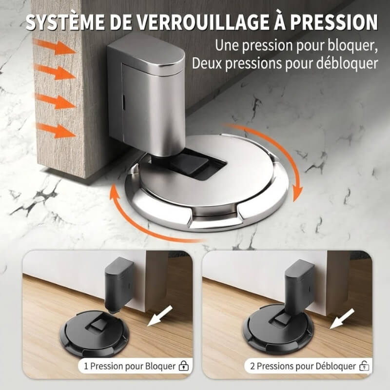 Auralis™ – Butoir de Porte en Nickel Brossé à Verrouillage Intégré
