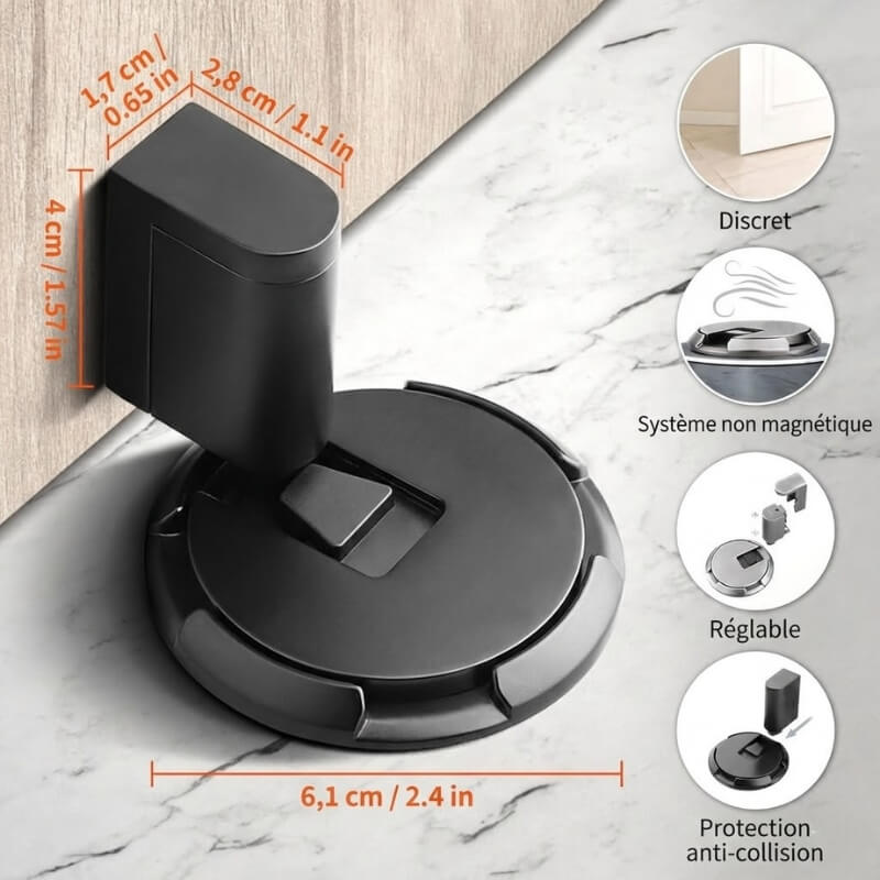 Auralis™ – Butoir de Porte en Nickel Brossé à Verrouillage Intégré