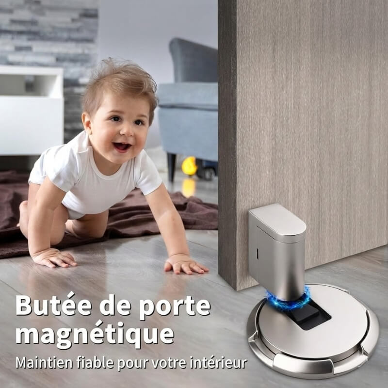 Auralis™ – Butoir de Porte en Nickel Brossé à Verrouillage Intégré