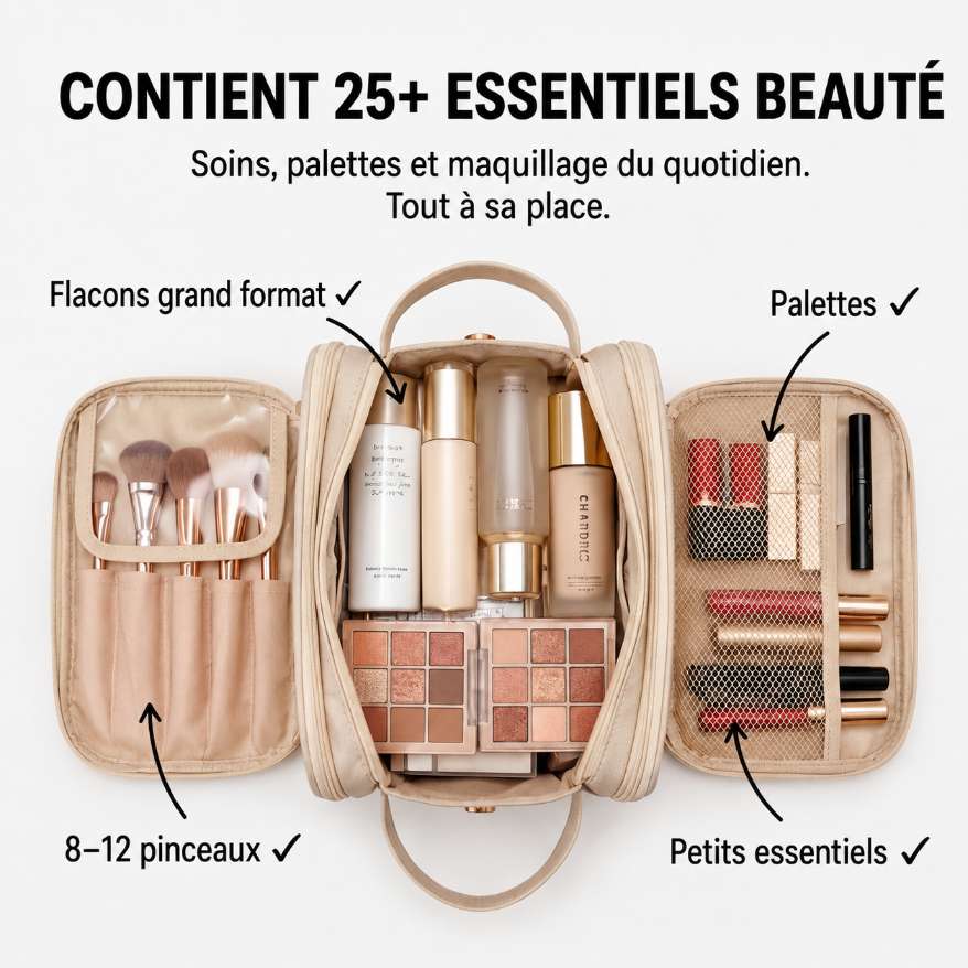 BagBeauté™ – Grande Trousse Maquillage avec Protège-Pinceaux