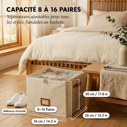 ChaussBox™ – Boîte de Rangement Pliable pour Chaussures avec Séparateurs Ajustables