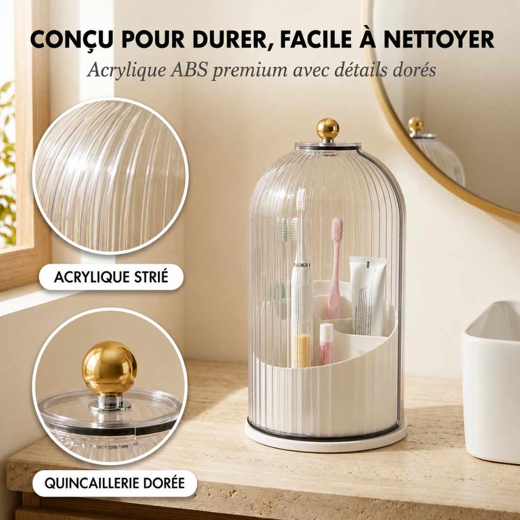 Clochère™ – Organiseur Dôme Rotatif 360° pour Brosses & Accessoires