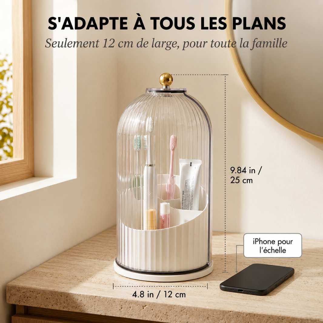 Clochère™ – Organiseur Dôme Rotatif 360° pour Brosses & Accessoires