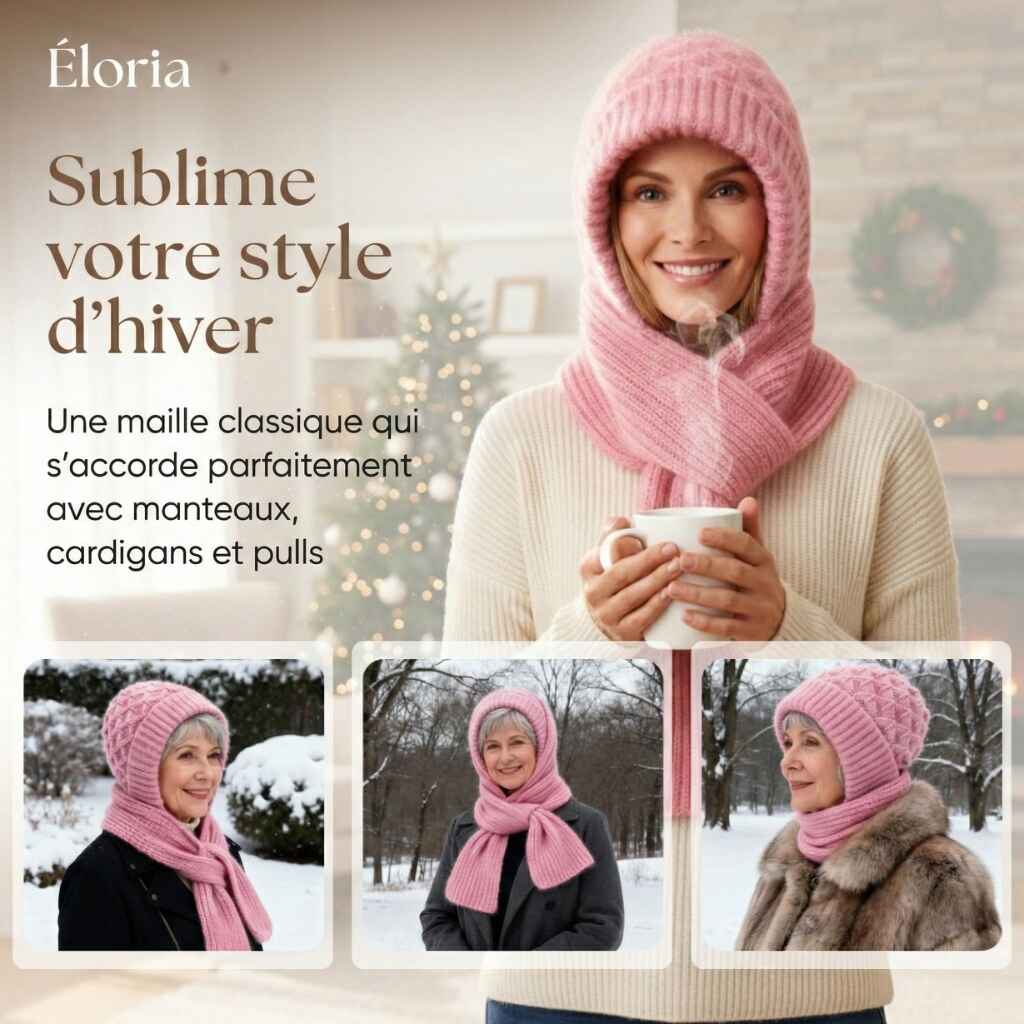 Détail de la doublure polaire ultra-douce Éloria™, bonnet écharpe chaud femme pour protection contre le froid et le vent