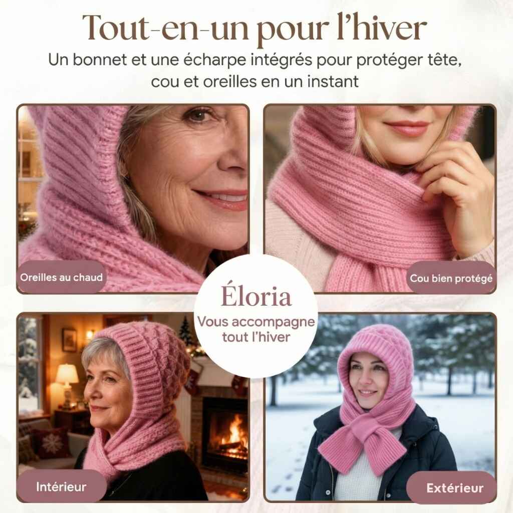 Éloria™ accessoire hiver femme assorti à un manteau, bonnet écharpe élégant et pratique pour un look hivernal chic