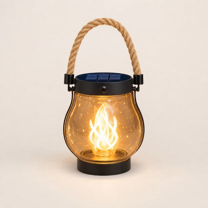 Emberholm™ – Lanterne Solaire Flamme Vacillante avec Poignée Corde