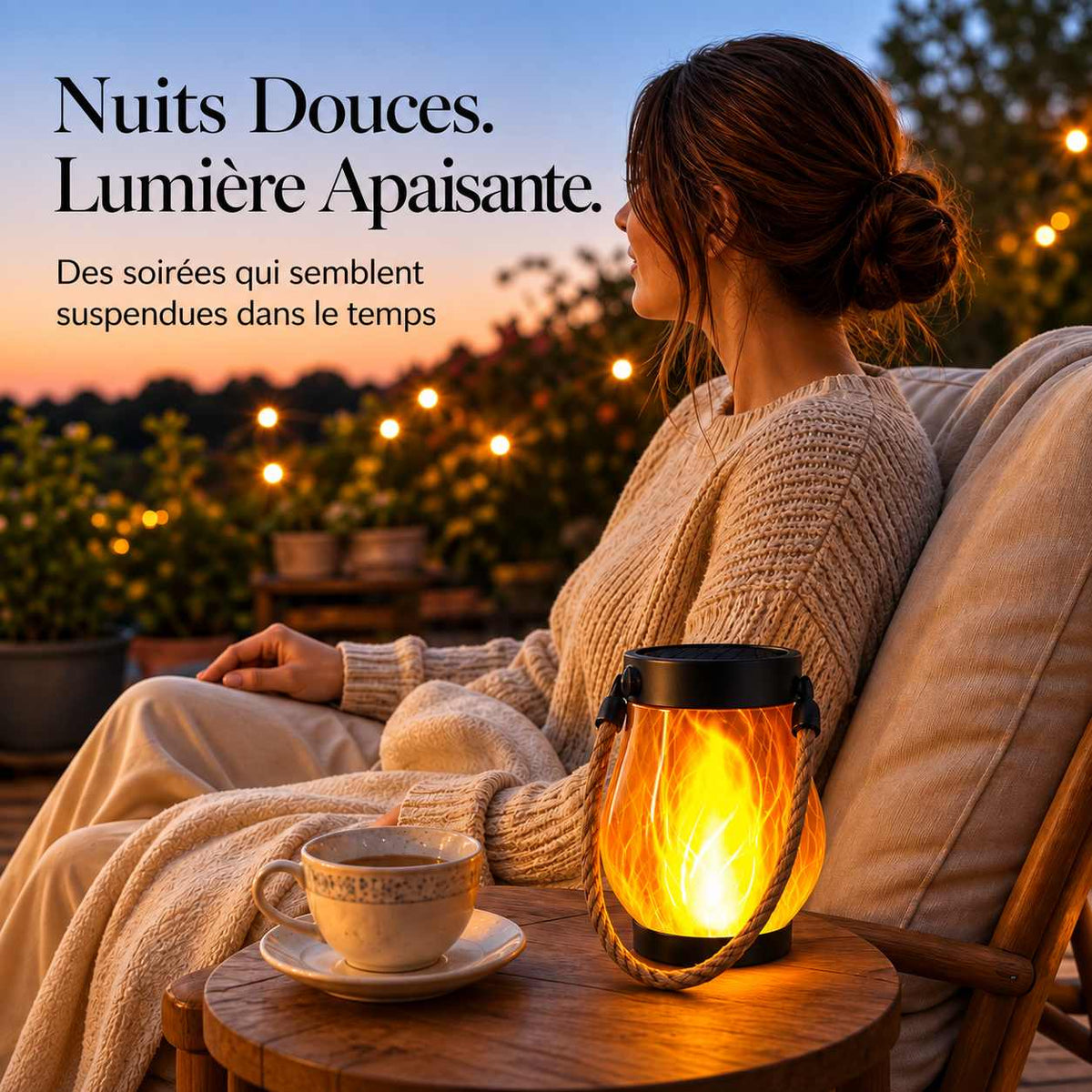 Emberholm™ – Lanterne Solaire Flamme Vacillante avec Poignée Corde