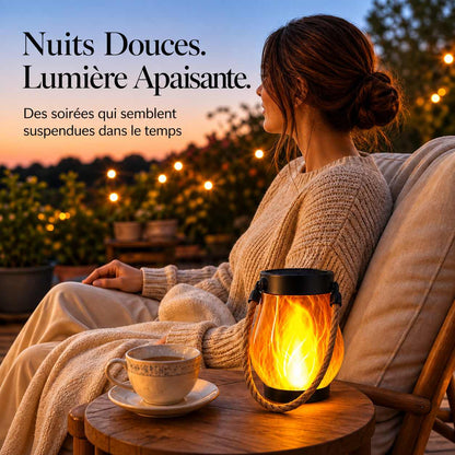 Emberholm™ – Lanterne Solaire Flamme Vacillante avec Poignée Corde