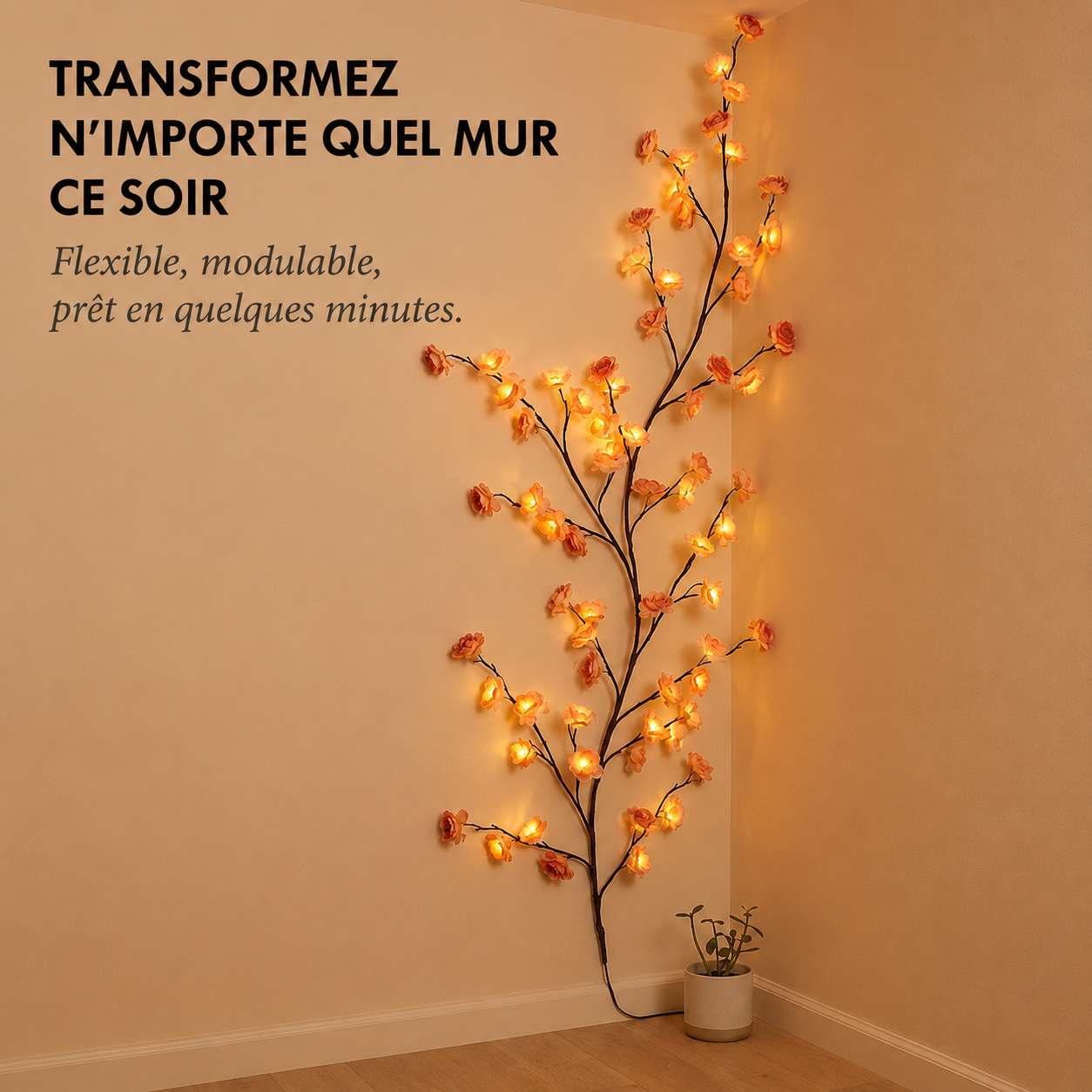 FleurLED™ – Guirlande Lumineuse Fleurs de Cerisier Flexible pour Mur