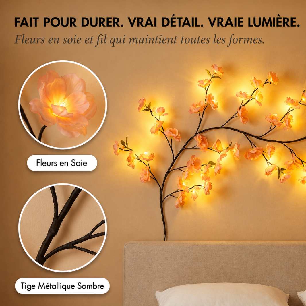 FleurLED™ – Guirlande Lumineuse Fleurs de Cerisier Flexible pour Mur