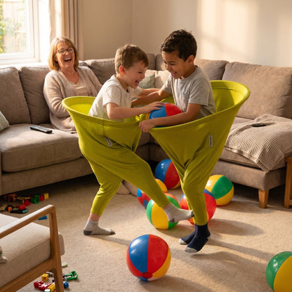FouRire™ – Le Jeu de Famille avec le Pantalon Géant Attrape-Balles