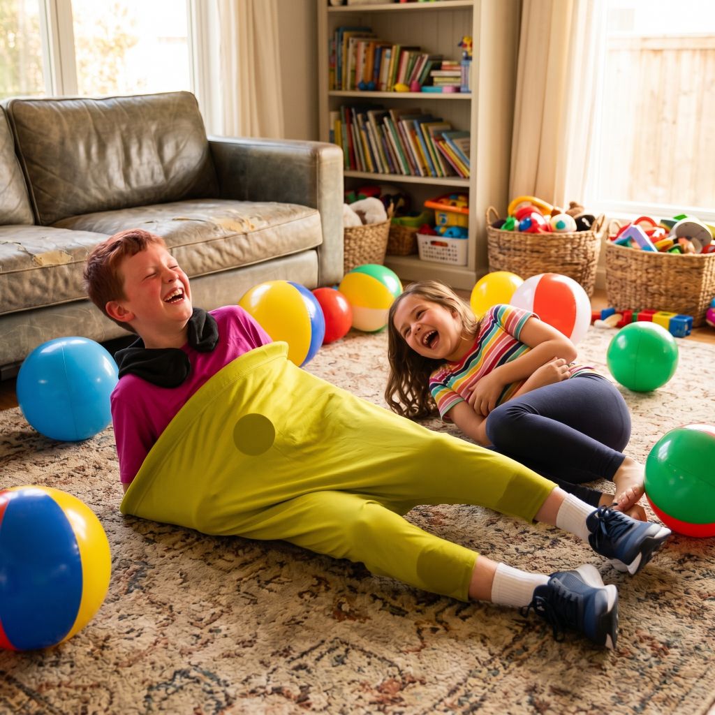 FouRire™ – Le Jeu de Famille avec le Pantalon Géant Attrape-Balles