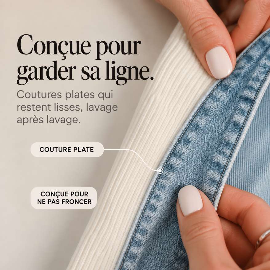 MailleJean™ – Manteau en Maille Côtelée à Empiècements Denim