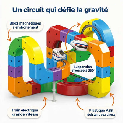 Circuit LocoJoie qui défie la gravité : blocs magnétiques, train électrique, plastique ABS