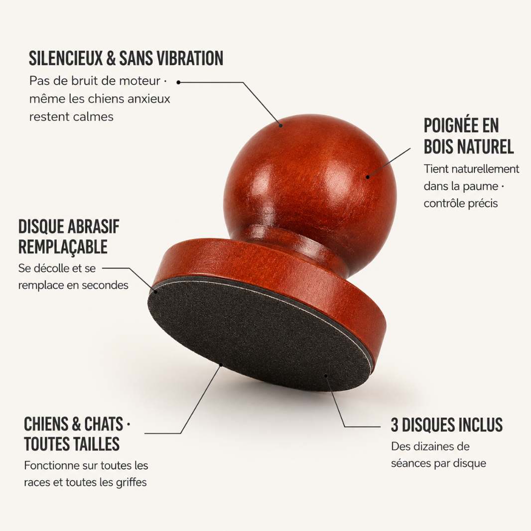 GriffeDouce™ – Lime à Ongles Silencieuse pour Chiens avec 3 Disques