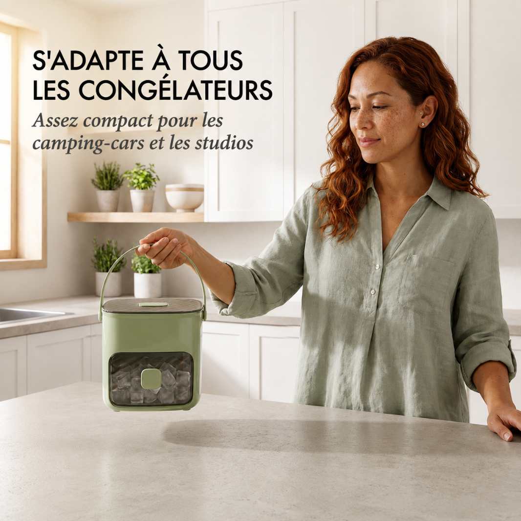 IcePro™ – Bac à Glaçons Presse-Bouton avec Bac de Stockage & Pince + -50%