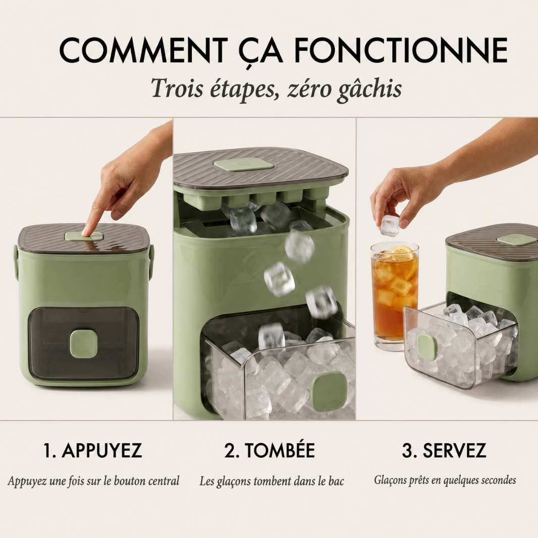 IcePro™ – Bac à Glaçons Presse-Bouton avec Bac de Stockage & Pince + -50%
