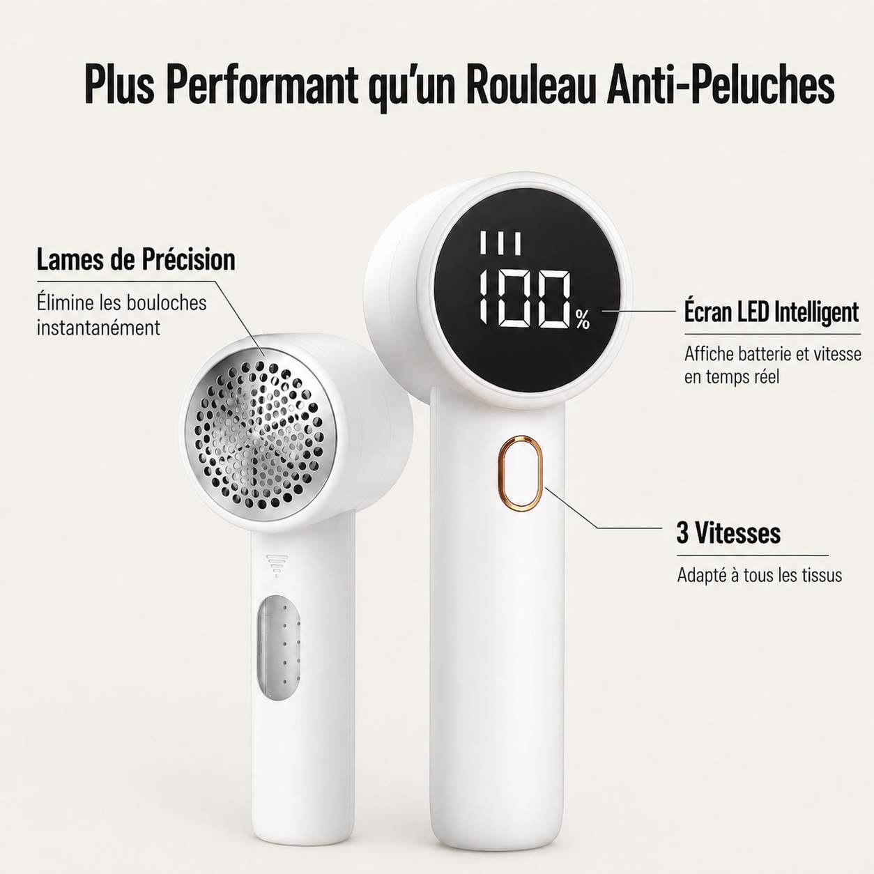 FabLux™ | Rasoir Anti-Peluches Électrique Rechargeable