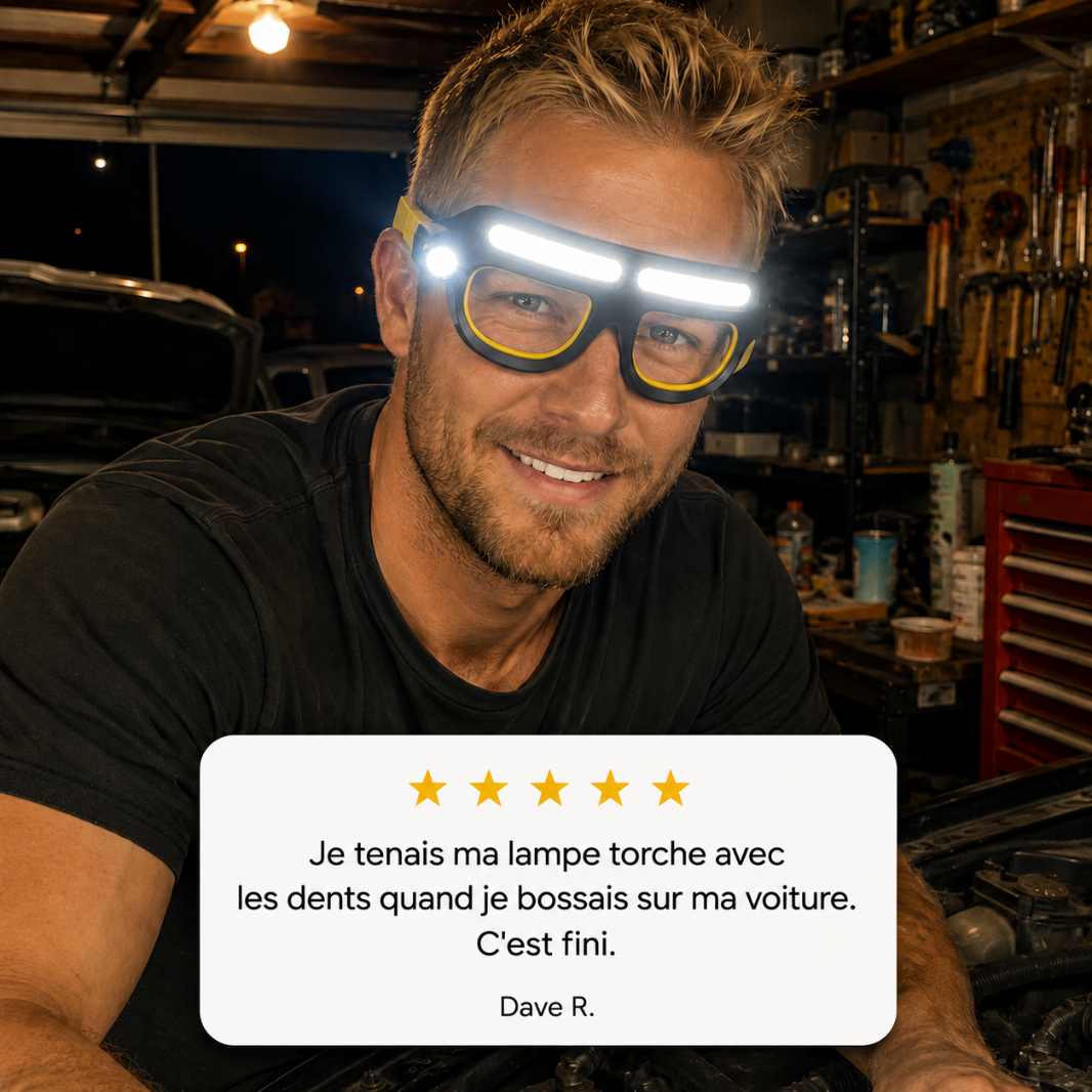 LumiSight™ – Lampe Frontale Format Lunettes Mains Libres + -50%