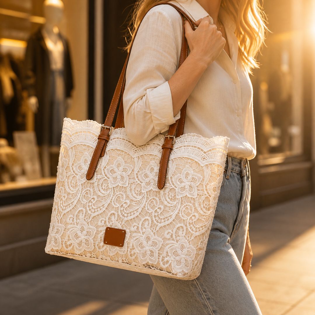 LuneChic™ – Cabas Épaule en Dentelle Florale Crochetée