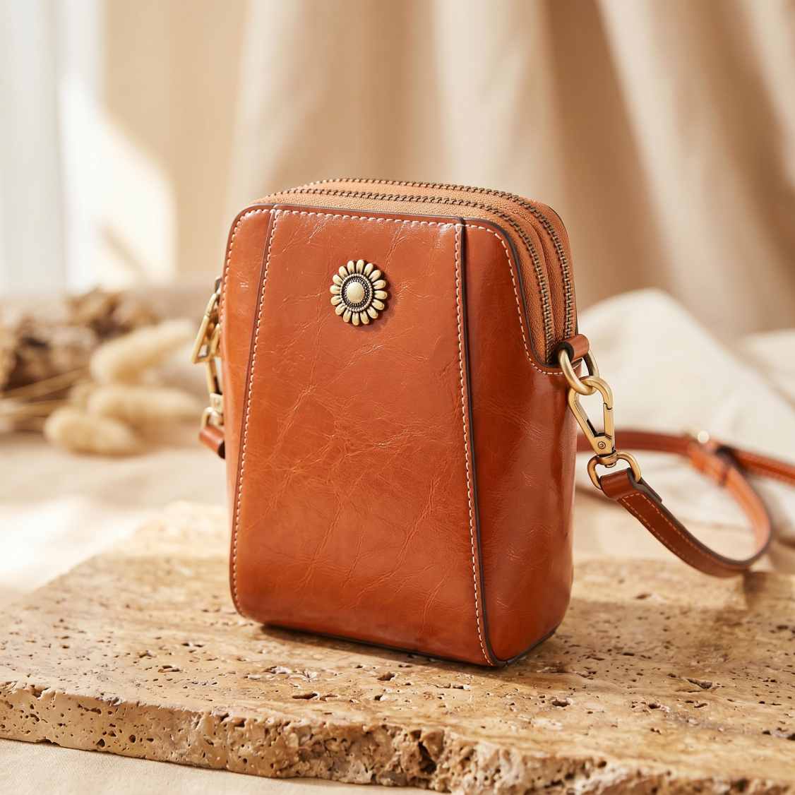 MiniCross™ – Mini Sac Bandoulière Téléphone Double Zip