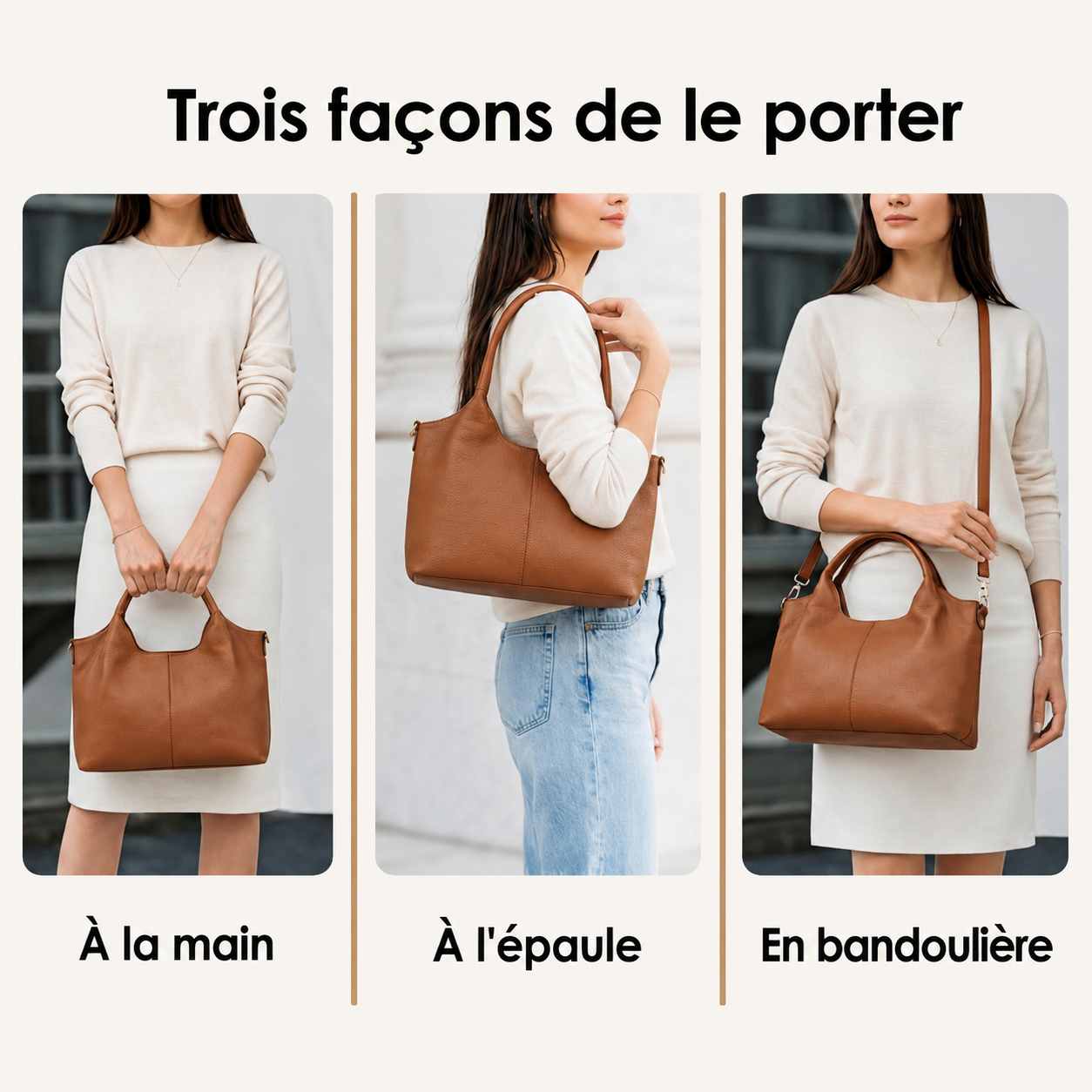 SacBelle™ – Sac Hobo Cuir Souple du Quotidien