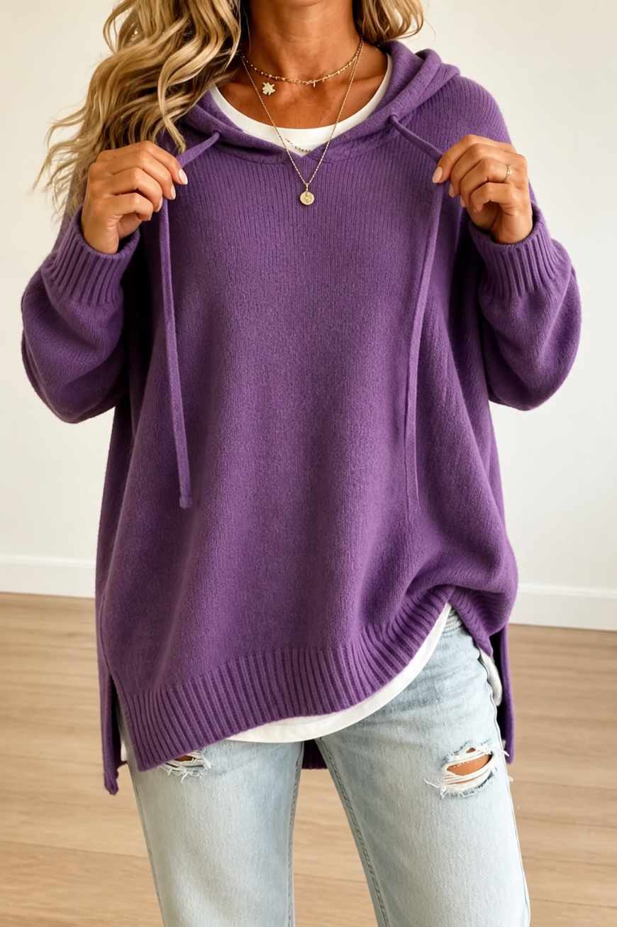 CapuDouce™ – Pull Oversize à Capuche en Maille