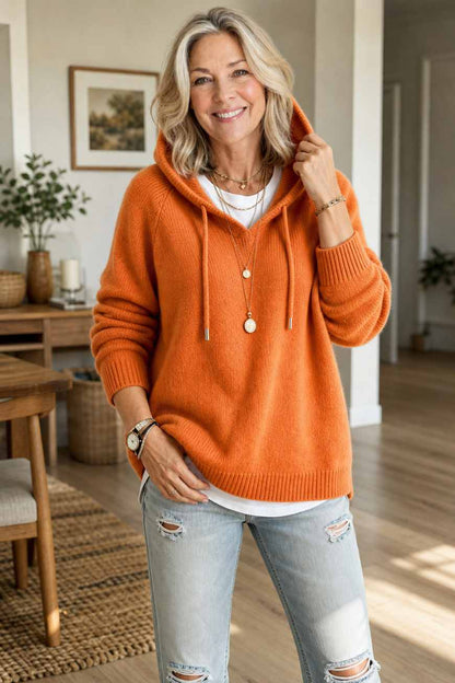 CocooMaille™ – Pull à Capuche en Maille Côtelée
