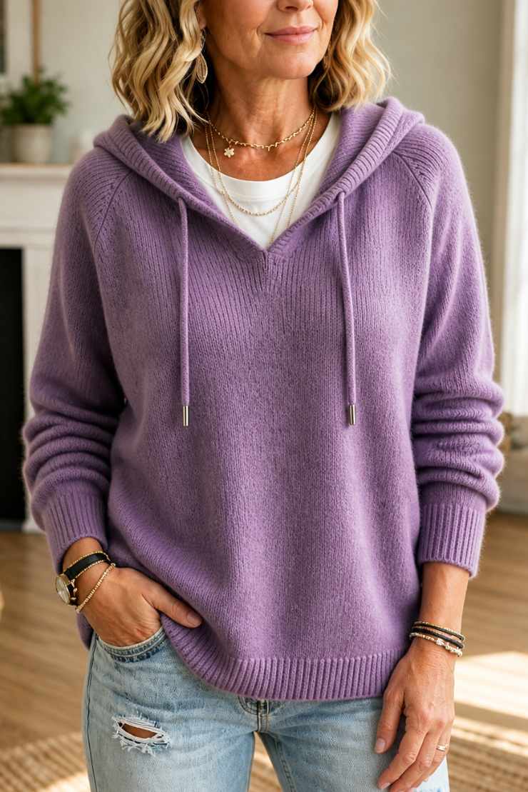 CocooMaille™ – Pull à Capuche en Maille Côtelée