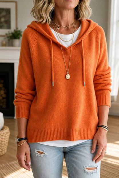 CocooMaille™ – Pull à Capuche en Maille Côtelée