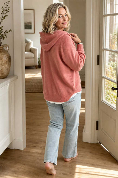 CocooMaille™ – Pull à Capuche en Maille Côtelée