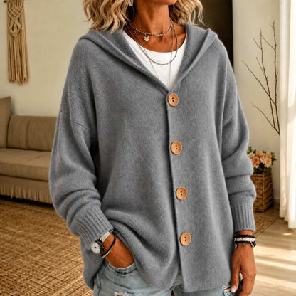 Douillette™ – Gilet à Capuche Boutonné en Maille Gaufrée