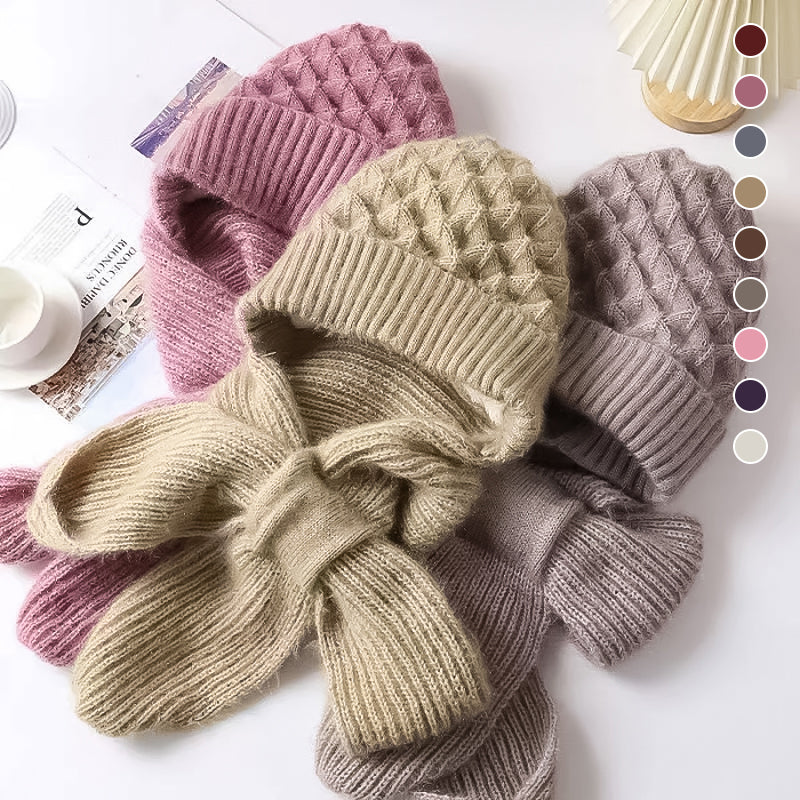 Éloria™ – Bonnet-écharpe tricoté doublé polaire pour femme