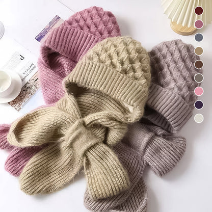 Éloria™ – Bonnet-écharpe tricoté doublé polaire pour femme