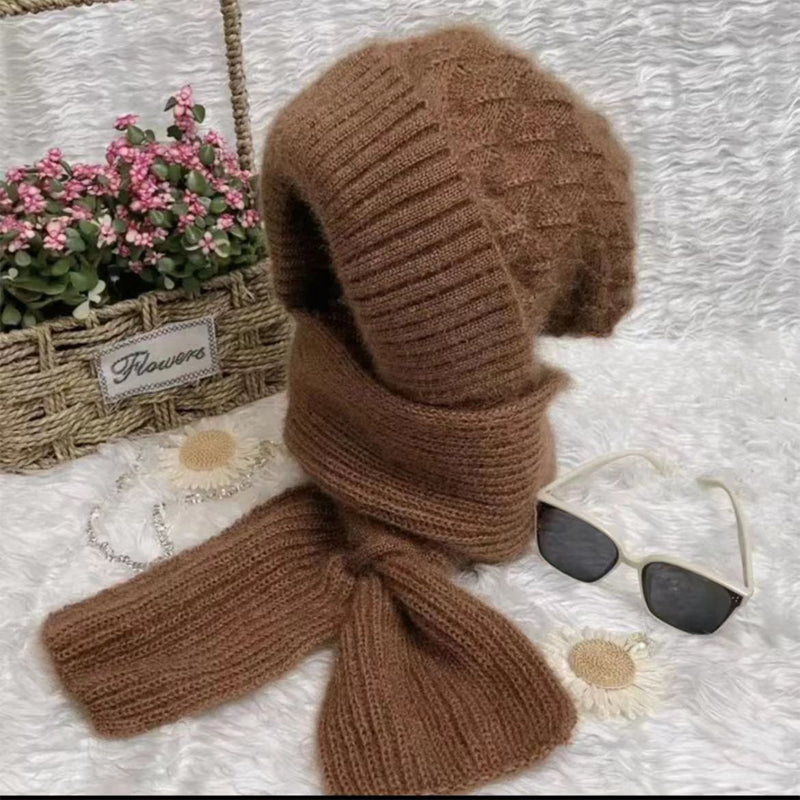 Éloria™ – Bonnet-écharpe tricoté doublé polaire pour femme