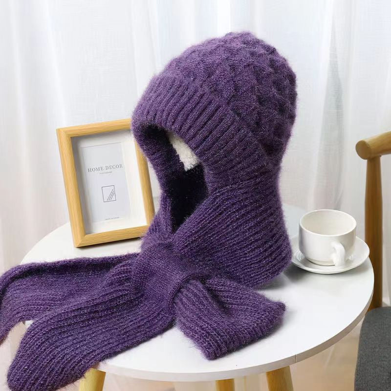Éloria™ – Bonnet-écharpe tricoté doublé polaire pour femme
